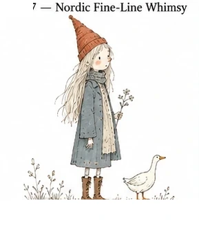 FB-002 · Nordic Fine-Line Whimsy